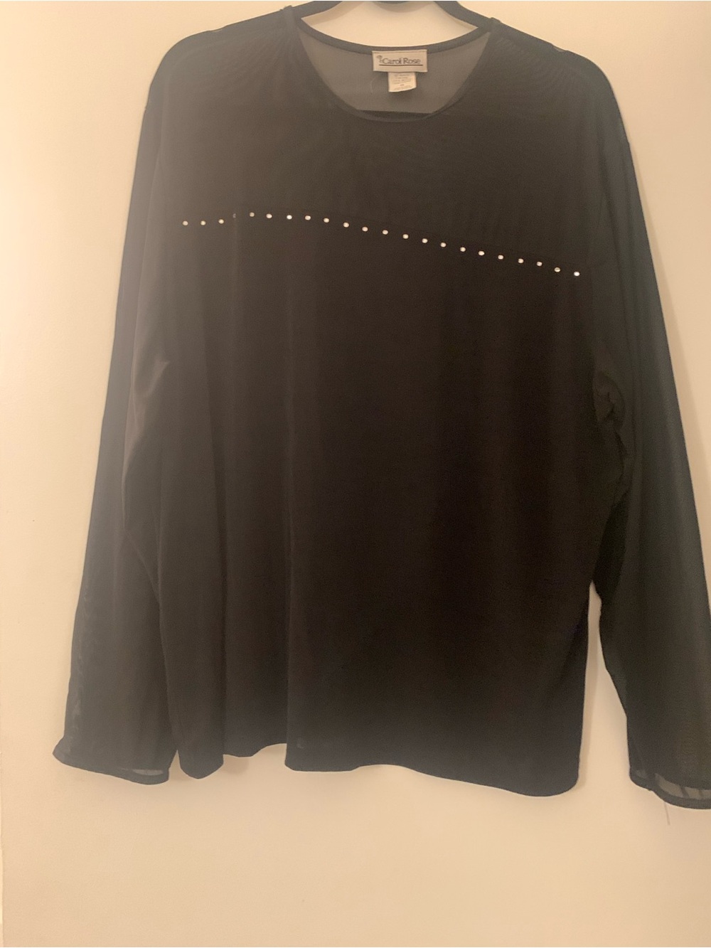 Carol Rose Black Long Sleeve Men's Shirt with Stud Detail
